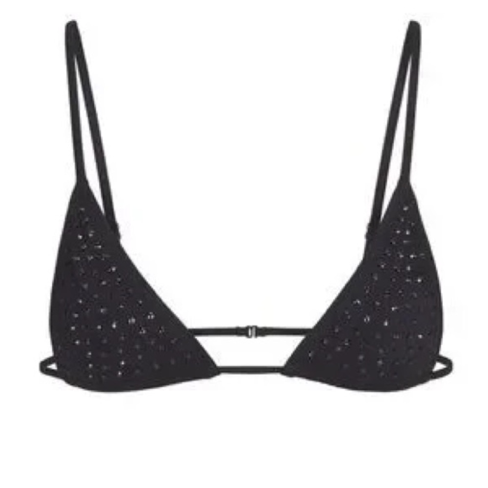 🖤SKIMS SPARKLE JERSEY SWAROVSKI CRYSTAL MINI TRIANGLE BRALETTE IN ONYX L - Picture 6 of 8